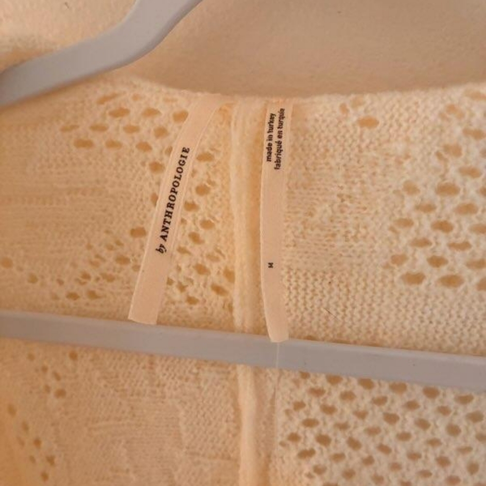 Anthropologie White Open-Knit Bell Sleeve Sweater - Picture 5 of 5